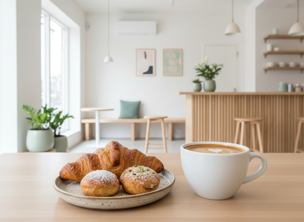 Croissant a káva
